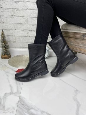 Женские ботинки из натуральной кожи черные без каблука PILA 1-3, 36, зима, набивная шерсть