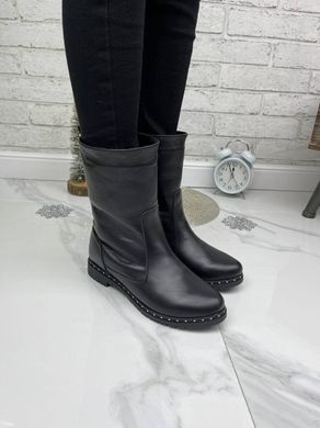 Женские ботинки из натуральной кожи черные без каблука PILA 1-3, 36, зима, набивная шерсть
