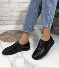 Женские туфли с перфорацией на шнурках черные натуральная кожа TIRA 1-1, 41, деми, натуральная кожа