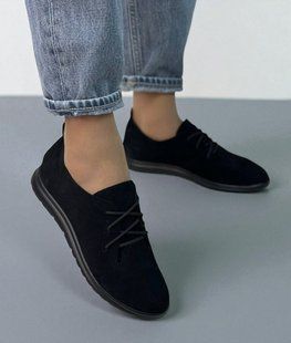 Туфлі жіночі - лофери на низькому ходу зі шнурівкою натуральна замша NANO 1-4 13750-36 фото