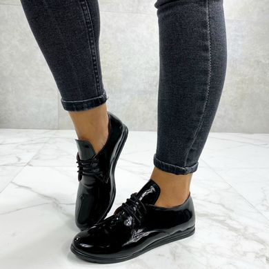 Жіночі туфлі чорні на низькому ходу натуральний лак KENYA 1-5, 41, деми, натуральна шкіра