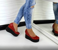 Женские туфли красные на танкетке натуральная кожа MIO 1-1, 41, деми, натуральная кожа