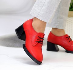 Женские туфли красные на устойчивом каблуке натуральная кожа MIVI 1-1, 40, деми, натуральная кожа