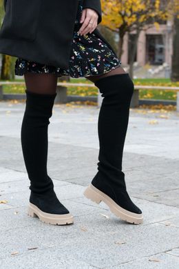 Жіночі чоботи з трикотажним Довяз натуральна замша LOCANA 1-2, 36, зима, набивна вовна