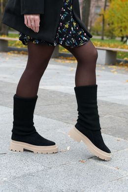 Жіночі чоботи з трикотажним Довяз натуральна замша LOCANA 1-2, 36, зима, набивна вовна