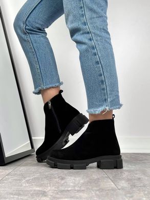 Жіночі черевики чорні на фігурної підошві натуральна замша POTI 1-1, 36, зима, набивна вовна