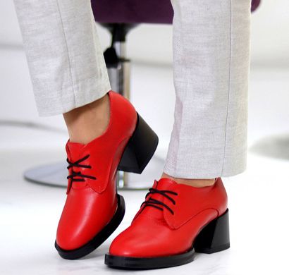 Жіночі туфлі червоні на стійкому каблуці натуральна шкіра MIVI 1-1, 40, деми, натуральна шкіра