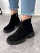 Женские ботинки черные на фигурной подошве натуральная замша POTI 1-1, 36, зима, набивная шерсть