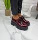 Жіночі туфлі на платформі на шнурках бордо натуральний лак SONA 1-3, 36, деми, натуральна шкіра