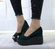 Жіночі туфлі зелений з відкритим носком на танкетці натуральна замша SOLO 3-1, 36, літо, натуральна шкіра