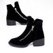 Женские ботинки черные не высокий каблук натуральная замша DORI 1-1, 36, зима, набивная шерсть