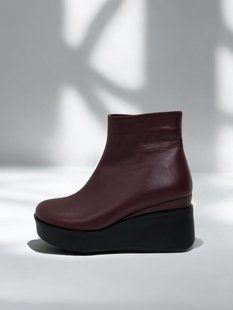 Женские ботильоны бордо на платформе натуральная кожа MIRA 10-1 11777-41 фото