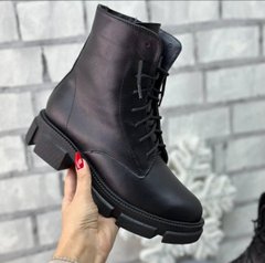 Женские ботинки черные на протекторной подошве натуральная кожа TERA 1-1, 41, деми, байка