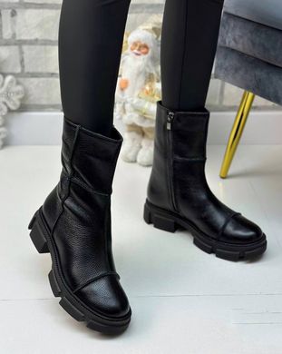 Високі жіночі черевики на низькому ходу натуральна шкіра VIKA 1-3, 36, зима, набивна вовна