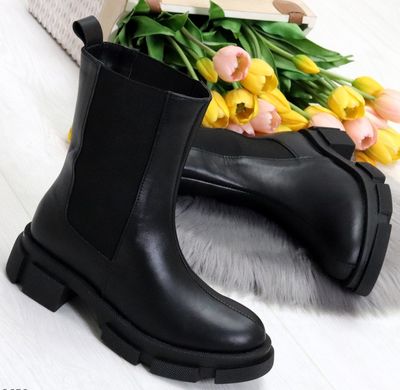 Жіночі черевики на платформі чорні натуральна шкіра NEVO 1-2, 36, зима, набивна вовна