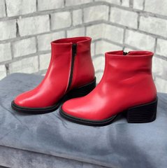 Женские ботильоны красные на устойчивом каблуке натуральная кожа TEDA 1-4, 41, деми, байка