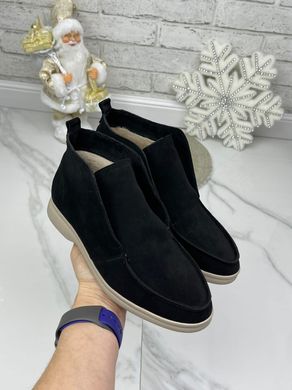 Женские ботинки черные на низком ходу натуральная замша KOSA 2-1, 36, зима, набивная шерсть