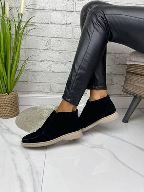 Жіночі черевики чорні на низькому ходу натуральна замша KOSA 2-1, 41, деми, натуральна шкіра