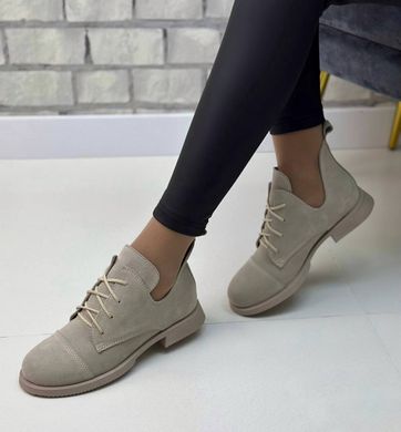 Жіночі черевики на низькому ходу на шнурках натуральна замша DITA 1-3, 36, деми, натуральная замша