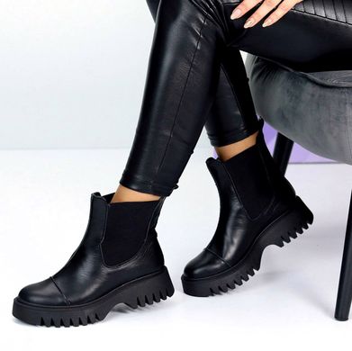 Жіночі черевики челсі на платформі зі шнурками натуральна шкіра LETICIA 1-1, 36, зима, набивна вовна