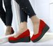 Женские туфли красные на танкетке натуральная замша EMIO 2, 36, деми, натуральная кожа