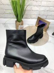 Женские ботинки черные на фигурной подошве натуральная кожа ASPER 1-2, 41, деми, байка