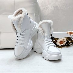 Жіночі кросівки зимові білі на високій підошві натуральна шкіра RIKA 1-1, 41, зима, набивна вовна