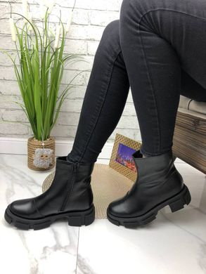 Жіночі черевики чорні на фігурної підошві натуральна шкіра ASPER 1-2, 36, зима, набивна вовна