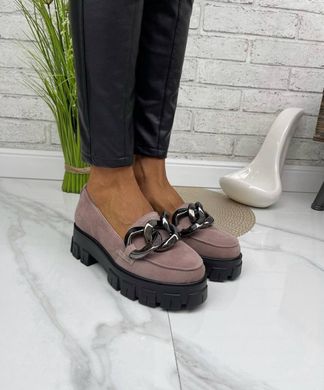Женские туфли - лоферы на платформе с цепью натуральная замша RETRO 2-3, 41, деми, натуральная кожа