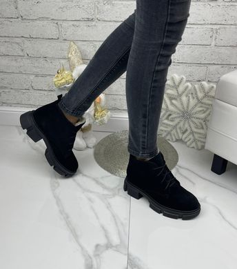 Женские ботинки на платформе черные натуральная замша MAM 1-4, 41, деми, байка