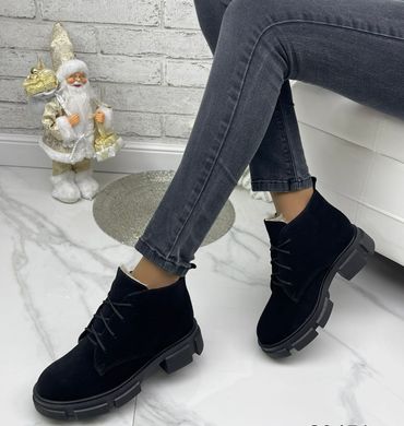 Жіночі черевики на платформі чорні натуральна замша MAM 1-4, 41, деми, байка