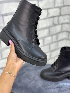 Жіночі черевики чорні на платформі натуральна шкіра DONA 1-2, 36, зима, набивна вовна