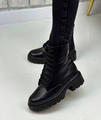 Жіночі черевики чорні на платформі натуральна шкіра DONA 1-2, 36, зима, набивна вовна