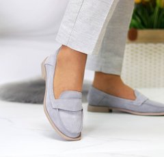 Женские туфли-лоферы на низком ходу серые натуральная замша DAISY 2-3, 41, деми, натуральная кожа