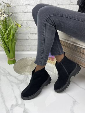 Жіночі черевики челсі чорні на низькому ходу натуральна замша BERTA 1-2, 41, деми, байка