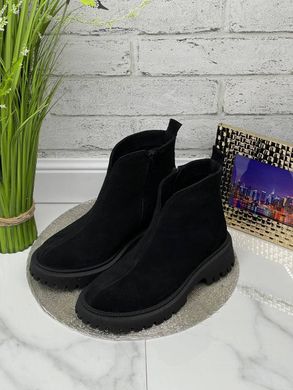 Женские ботинки челси черные на низком ходу натуральная замша BERTA 1-2, 36, зима, набивная шерсть