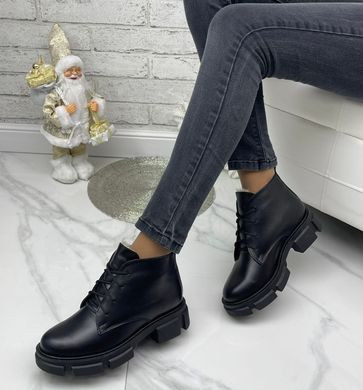 Жіночі черевики на платформі чорні натуральна шкіра MAM 1-1, 41, деми, байка