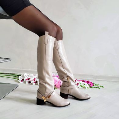 Жіночі чоботи високі з натуральної шкіри ELEN 2-3, 35, зима, набивна вовна