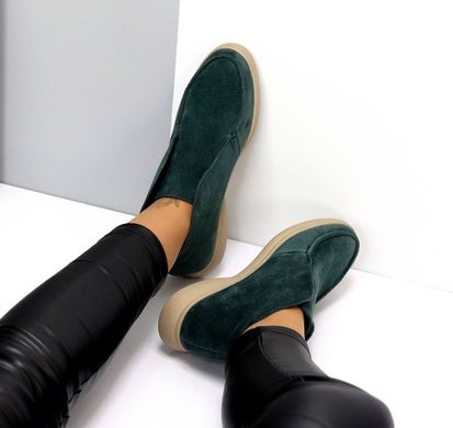 Женские ботинки зеленые на низком ходу натуральная замша KOSA 1-7, 41, деми, натуральная кожа