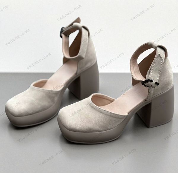 Замшевые туфли на каблуке платформе с ремешком KAFA 2-4 13207 фото