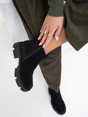 Жіночі черевики чорні на фігурної підошві натуральна замша POTI 1-1, 36, зима, набивна вовна