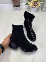 Женские ботинки черные на каблуке натуральная замша SOFA 1-2, 41, деми, байка