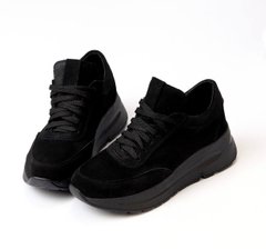 Жіночі кросівки чорні на платформі натуральна замша STERA 1-3, 41, деми, натуральна шкіра