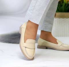 Женские туфли-лоферы на низком ходу бежевые натуральная кожа DAISY 1-1, 41, деми, натуральная кожа
