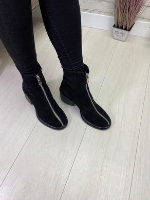 Женские ботинки черные на каблуке натуральная замша SOFA 1-2, 36, зима, набивная шерсть