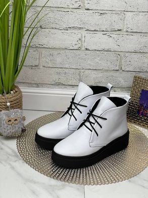 Женские ботинки - хайтопы белые на платформе натуральная кожа TOPI 1-4, 36, зима, набивная шерсть