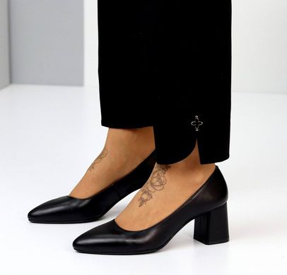 Женские туфли черные на устойчивом каблуке натуральная кожа FiNa 2-4, 36, деми, натуральная кожа