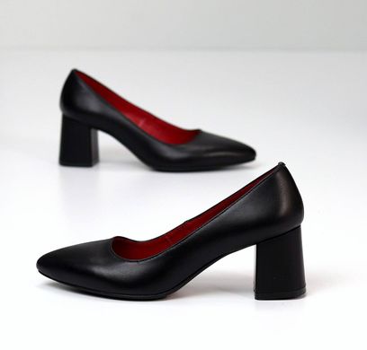 Жіночі туфлі чорні на стійкому каблуці натуральна шкіра FiNa 2-4, 36, деми, натуральна шкіра