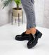 Жіночі туфлі на платформі на шнурках чорні натуральний лак KIKA 1-2, 36, деми, натуральна шкіра