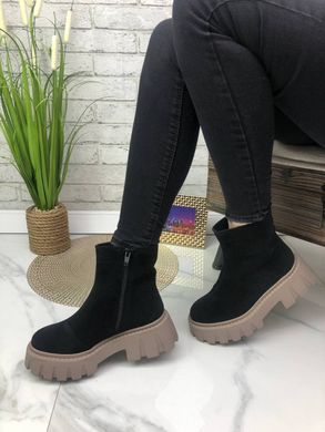Женские ботинки на платформе черные натуральная кожа SOTA 1-4, 36, зима, набивная шерсть